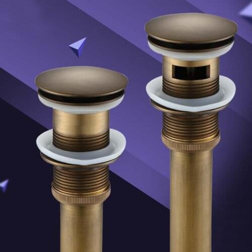 BAKALA Push Down Push UP DRAIN Antique Brass Pop UP Sink Drain with Overflow for basin GZ-8410-1