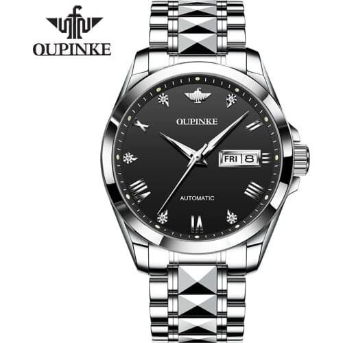 OUPINKE New High-end Luxury Mens Watches Automatic Mechanical Sapphire Glass Tungsten Steel Waterproof Watch Relogio Masculino