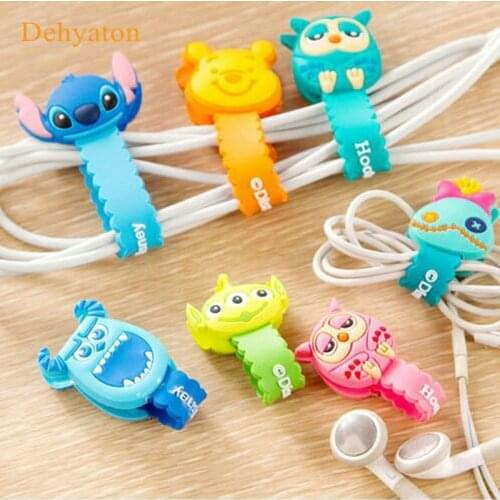 Dehyaton Cartoon Cable Organizer Bobbin Winder Protector Wire Cord Management Holder Cover For Earphone iPhone Sansung MP3 USB