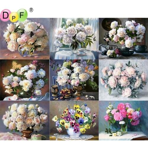 DPF 5D Round full Diamond Embroidery Flower Vase Needlework magic cube Diamond painting Cross Stitch diamond Mosaic decor crafts