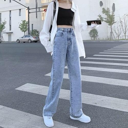 Wide Leg Jeans for Women Bottom Baggy Mom Denim Pants High Waist Full Length Clothing Trousers Vintage Streetwear Pantalon Femme