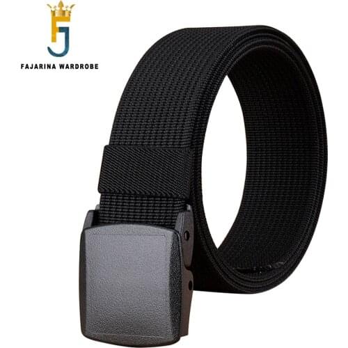 FAJARINA High Quality Plastic Automatic Buckle Nylon Material Strap Line Belts for Men Freeshipping 125cm Size Length CBFJ0068