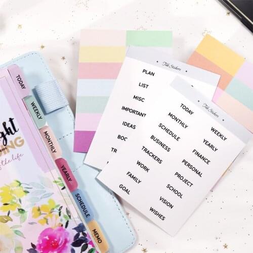 Fromthenon 4 Sheets/Set Divider Tab Decorative Stickers Weekly Monthly Schedule Planner Dividers Index Pages Bookmark Labels