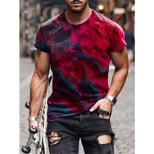 Fashion Summer Mens T-shirt Retro Color Hand-painted Ink Painting Printied Casual T-shirt Men Oversized T-shirt For Men Clothes