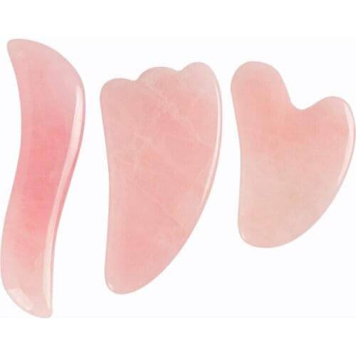 3 Pcs Facial Massage Tools Natural Rose Quartz For Women Relaxation Slimming Face Guasha For Health Care Beauty Remove Eye ags