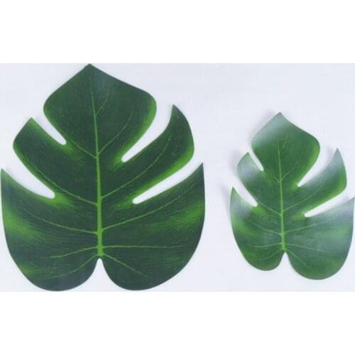 12 Pcs Green Artificial Tropical Palm Leaves Simulation Fake Monstera Leaves For Beach Home Party Wedding Table Desk Decoration
