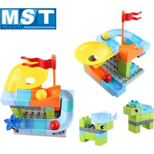 32PCS Educational DIY Blocks Race Run Maze Ball Track Building Blocks Slide Assemble Bricks Construction For Children Gifts