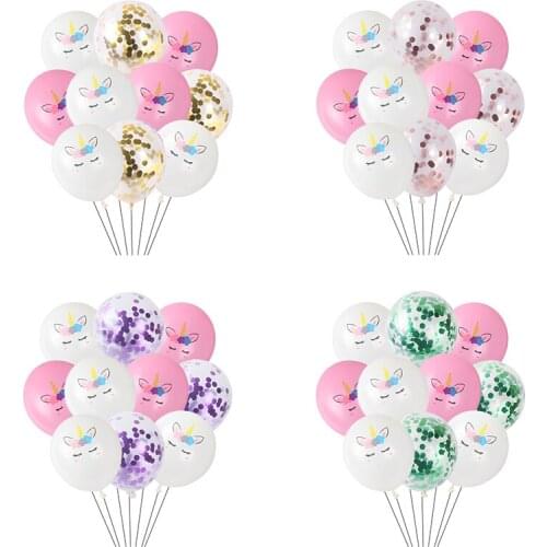 10pcs/lot 12inch Unicorn latex Balloon Rose Gold purple Confetti Balloon Birthday Wedding Party Decoration Baby Shower Gift hot