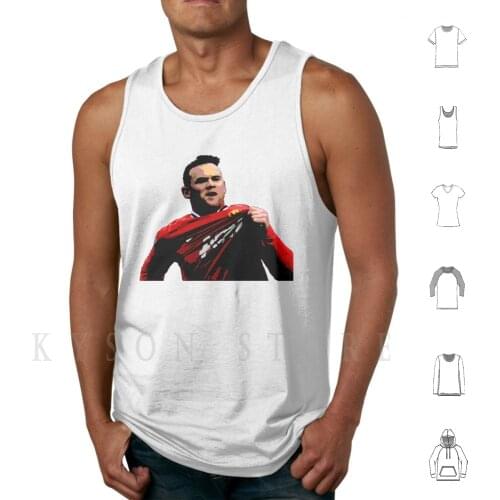 Wayne Tank Tops Vest 100% Cotton Wayne Wazza Soccer Football Man United Red Devils Footie Striker Goal Golazzo England