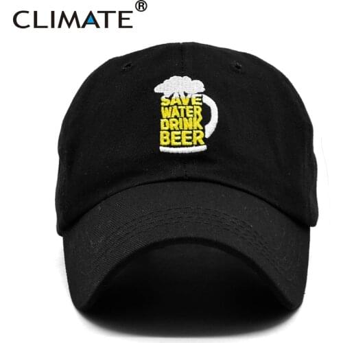 CLIMATE Men Baseball Cap Dad Mens Caps Save Water Drink Beer Lover Cap Cool Black Dad Hat Cap Cotton Hat Cap Men Beer Lover