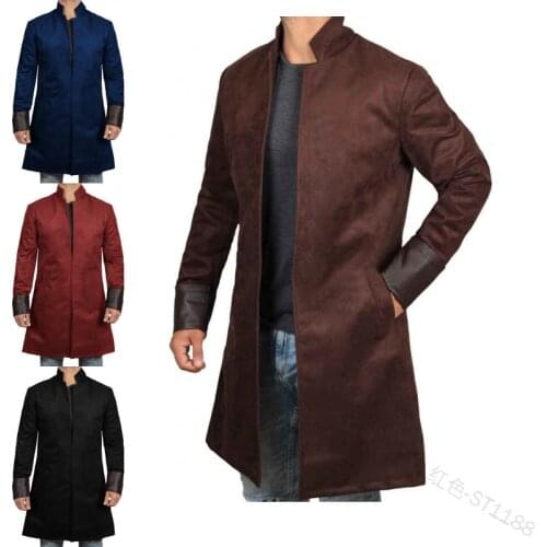 Mens Medieval Gothic Costume Long Steampunk Style Stand Collar Jacket Coat Man Outfit Halloween Cosplay Carnival Disguisment