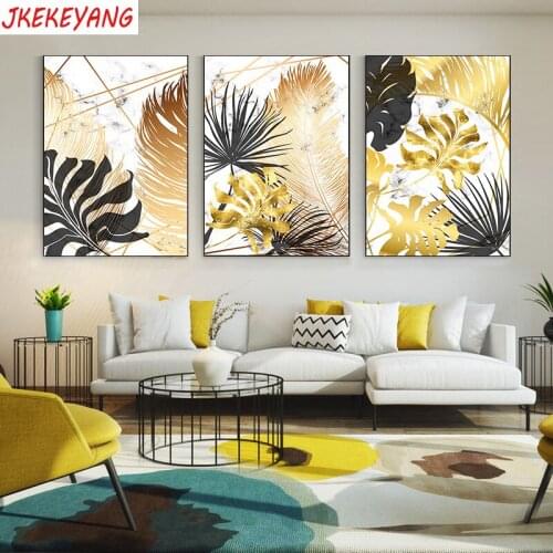 3pcs 5D Diy round/square diamond painting Golden leaves Diamond Mosaic Embroidery cross stitch Y3742