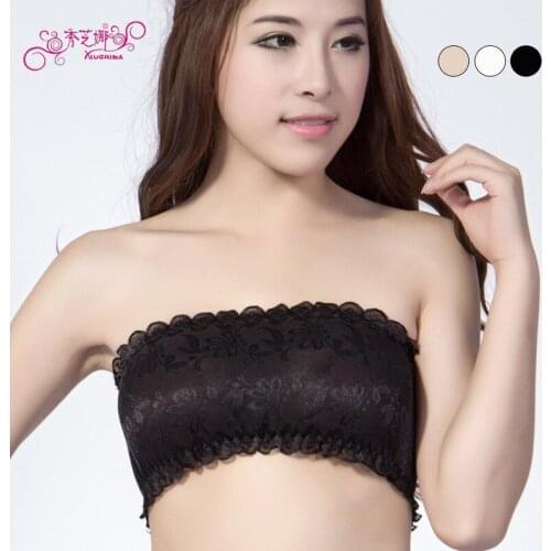 New Fashion 2017 Womens Tube Top Lace Elegant Top Bra Strapess Swimsuit Elastic Bikini Tube Top Sexy Woman Bralette Crop Top