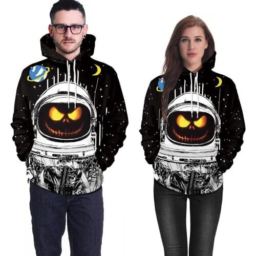 2018 Newest Halloween Night Horror Pumpkin Lantern Sweatshirt Coat Party Unisex Costume 3D Printing Hoodies Ghost Pullover Tops