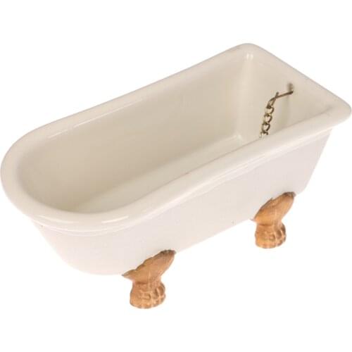 New Arrival Different Style 1:12 Dollhouse Porcelain Bath Tub Miniature Bathroom Furniture Accessory
