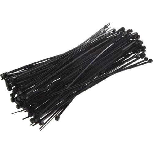 SODIAL(R) 8" Plastic Cable Zip Ties 100-Pack (Black)