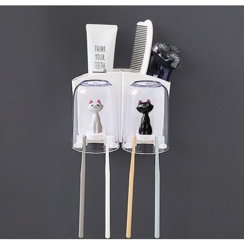 Non perforated toilet toothbrush cover cup stand set wall mounted storage shelves rack bathroom accessories toothbrush holder