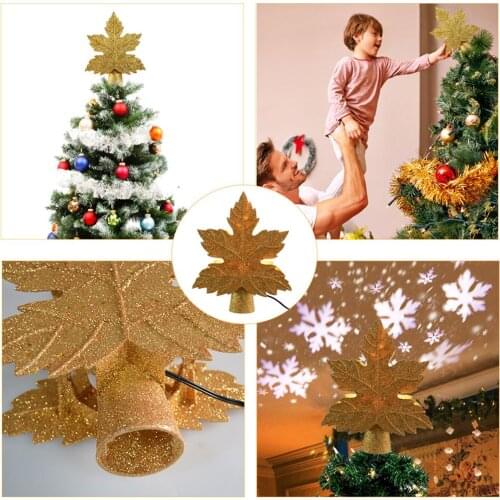 Christmas Tree Topper Projector Snowflake Shape Design Unique Projection Tree Top LED Light For Home New Year Party Ornament
