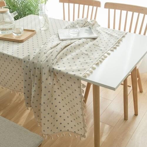 Tablecloth Printed Cotton Linen Household Table Cover Decoration Towel Tassel Lace Rectangle Dust Proof Tablecloth XS-XXL