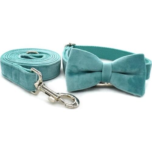 Custom Engraved Dog Collar Personalized Green Velvet Dog Collar and Leash Christmas Soft & Comfy Gift for Small or Large Dog