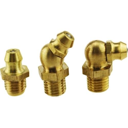 15pcs M8x1 1mm Metric Male Thread Brass 45 90 Degree straight Nozzle Zerk Nipple Hydraulic Grease Fitting