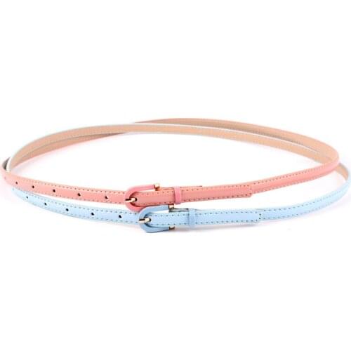 Candy Color Metal Buckle Thin Casual Belt For Women , Leather Belt Female Straps Waistband For Apparel Accessories SE34