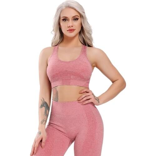 Fitness Womens T-shirts Seamless Workout Sports Bra Yoga Vest Backless Sportswear Running Gym Sport bra Yoga Shirts Tank Top