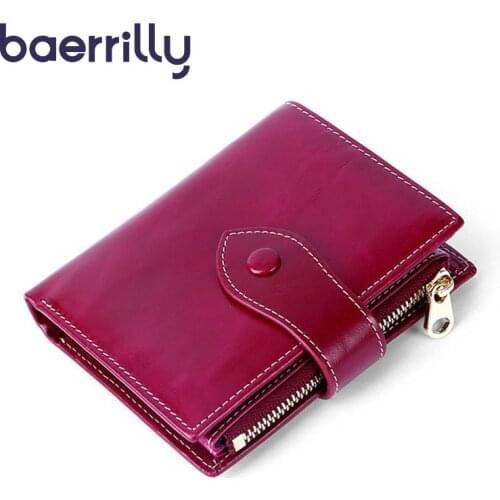 Cowhide Oil Wax Leather Womens Wallets And Purses Money Pocket Women Small Bags Clutch Bags Rfid Card Holder Coin Purse Girl