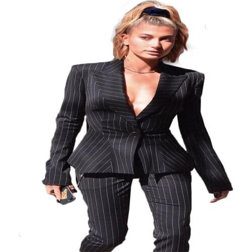 2 Pieces Pinstripe Women Suits Lapel Modern Coat+Pant Fashion Formal Two Button Party Suits For Women Custom Made