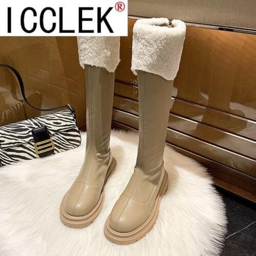 HOT BOOTS Lace Up Booties Mujer Zip Chelsea Chunky Platform Pu Leather Knee High Boots Women Punk Increasing Long Woman