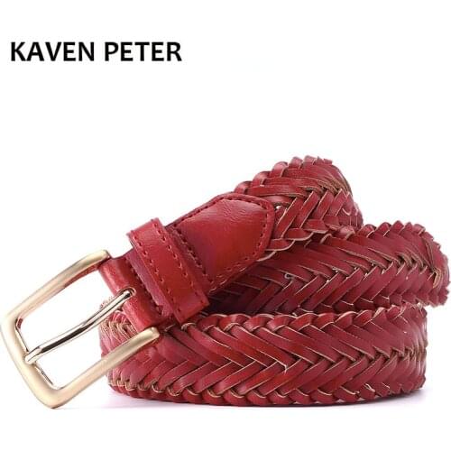 Womens Belt Female Pu Braided Handwork Belts For Knitted Black Red White Yellow Orange Color Womens Fashion Jeans pasek
