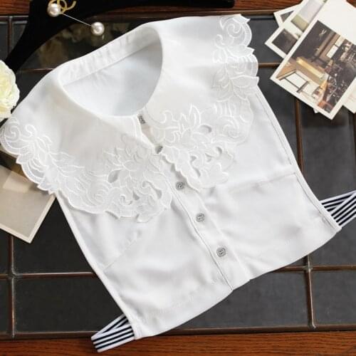 Fake collar shirt white Coat Collar Women purchasing womens Oversized embroidery super exaggerated jacket pearl lace necklace