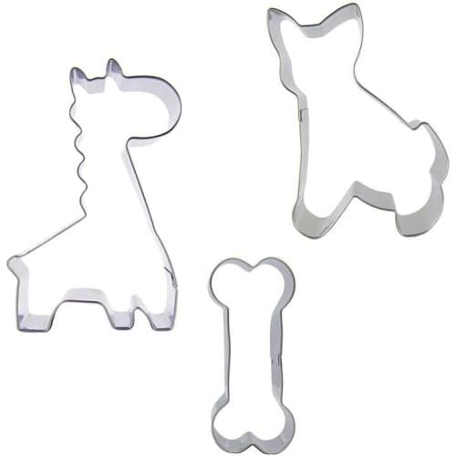 Giraffe, Dog, Bone shaped 3 piece biscuit cutting molds, baking tools, cake decorating soft candy tools