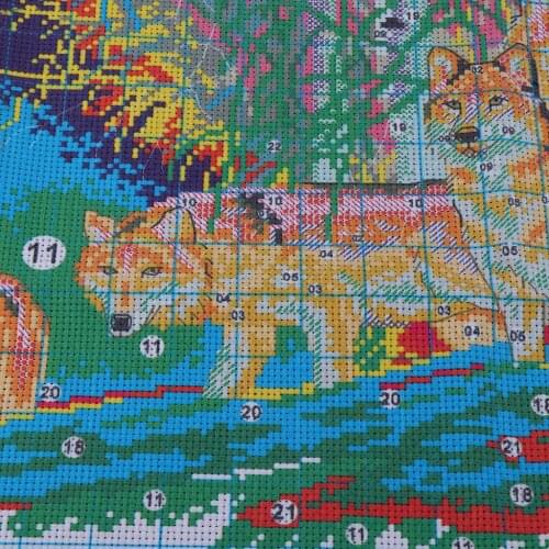 1 Set Cross Stitch Starter Kit with Wolf Pattern for Cross Stitch Lovers