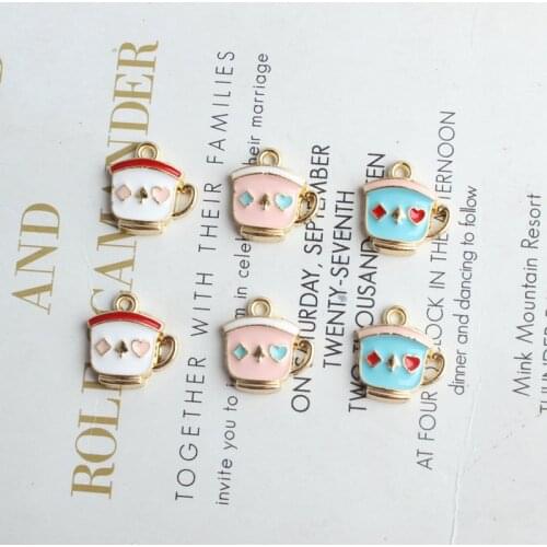 10pcs/pack Teapot Tea cup Poker Enamel Charms DIY Earring Bracelet Hair Necklace DIY Craft jewelry making charms