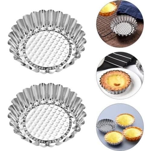 16 Pcs Egg Tart Molds Stainless Steel Baking Mold Reusable Cake Mould Steamed Rice Cake Mould Pudding Jelly Mould