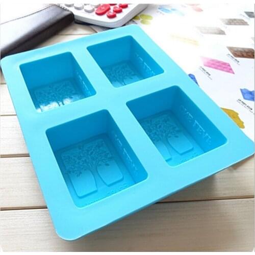 2019 Hot Sale Tree Bottom Thick Handmade Retangle Silicone Cake Soap Mold Mould Cake Decorating Fondant Molds DIY Soap Mold