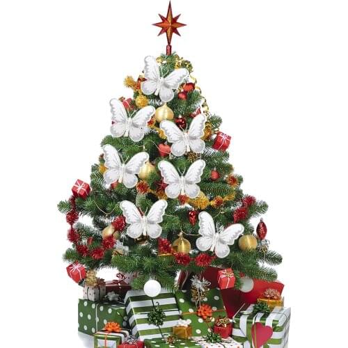 24PCS 3D Glitter Butterfly Hair Clips For Christmas Tree Headband Artificial Flowers Wedding Bride Embellishment Jewelry