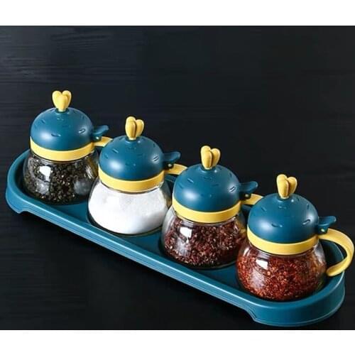 3pcs / lot Glass Kitchen Pepper Spice Shaker Salt Seasoning Creative Can Bottle Condiment Bottle Sugar Seal Jar Seasoning Shaker