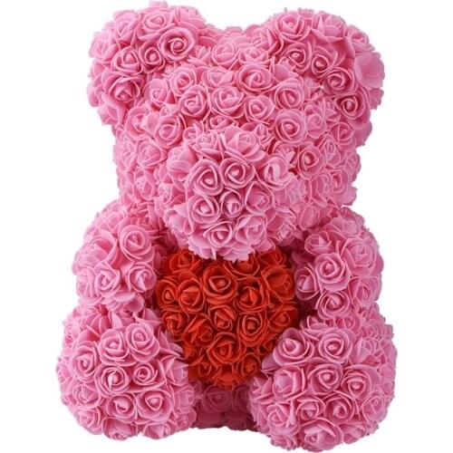 40cm Teddy Rose Bear Artificial Flower Rose of Bear Christmas Decoration for Home Valentines Women Gifts