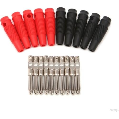 5 Pair/10 Pcs 4mm 32A Solderless Side Stackable Banana Plug Copper Connectors Terminals New Drop ship LS'D Tool