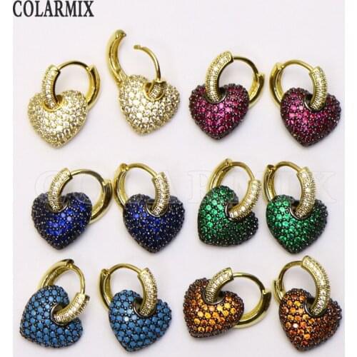 5 pairs Rainbow color crysal earrings mix heart/star/heart shape for women fashion accessories 51057