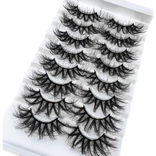 8Pairs 25mm Lashes 6D Mink False Eyelashes Glam Thick Fluffy Messy Lashes Long Fake Eyelashes Extension Beauty Makeup Tools