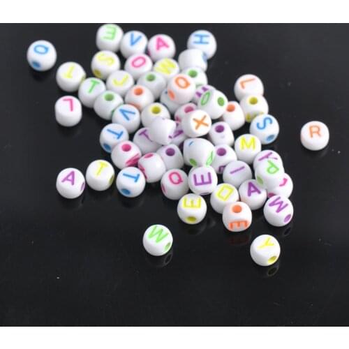 White Mixed color Letter Alphabet Acrylic Flat Round Spacer Beads For Jewelry making DIY 7x5mm 200Pcs YKL0222X