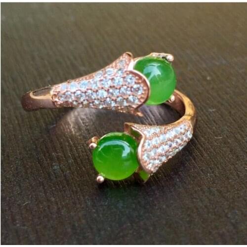 Free shipping Woman Ring Natural Hetian Jasper Ring 925 sterling silver Ring Wholesales Fine jewelry Gem Size 5mm 2pcs