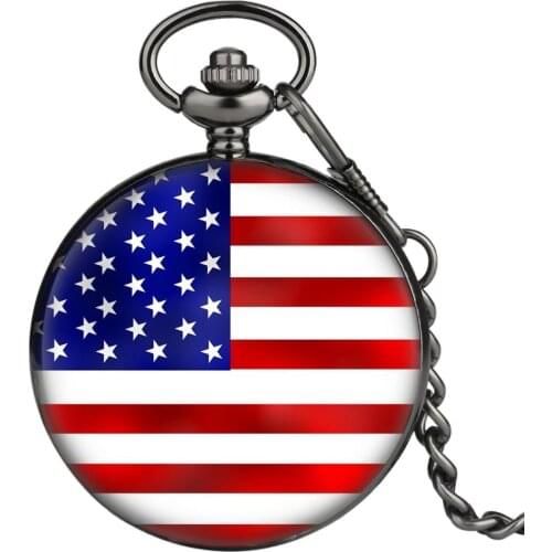 Classic American Flag Pocket Watch for Men montre de poche Steampunk British Flag Pendant Watches for Women relogio de bolso