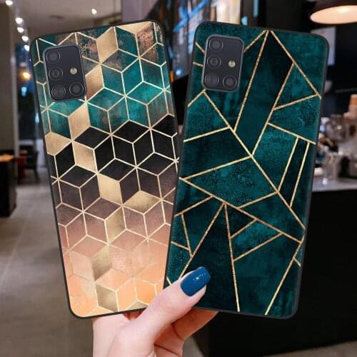 Retro Geometric Marble Phone Cover for Samsung A10 A20 A30 A40 A50 A70 A51 A71 A21S A7 A6 A8 Plus 2018 Case Soft Silicone Shell