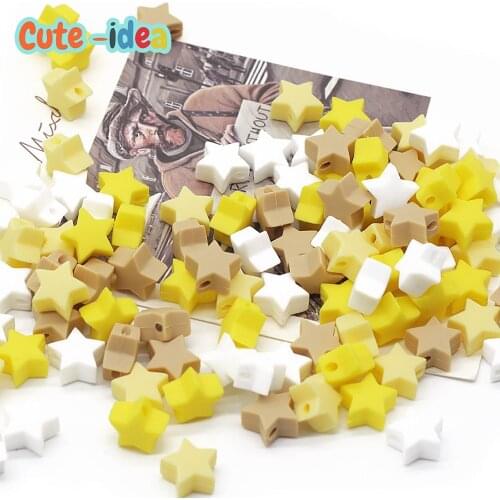 Cute-idea baby Silicone Beads 10pcs Little Star Chewable Beads Baby goods DIY Nursing Pacifier chain For newborn baby toys