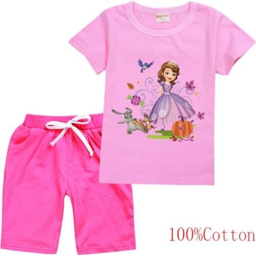 Disney childrens wear suits princess Sophia summer short sleeve children suit of the girls