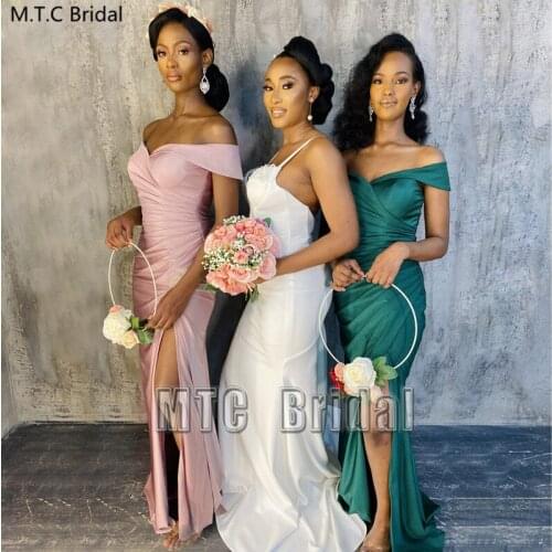 Long Mermaid Bridesmaid Dresses Green African Maid Of Honor Gowns For Wedding Party Customize Best Women Dress Robe De Soiree